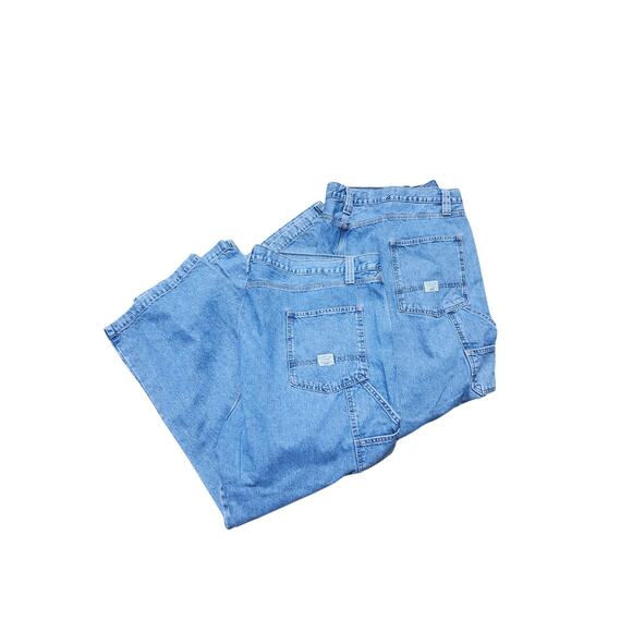 2 Levi Strauss Signature Carpenter Jeans Blue Denim Mens Size 50 Workwear - Picture 1 of 14